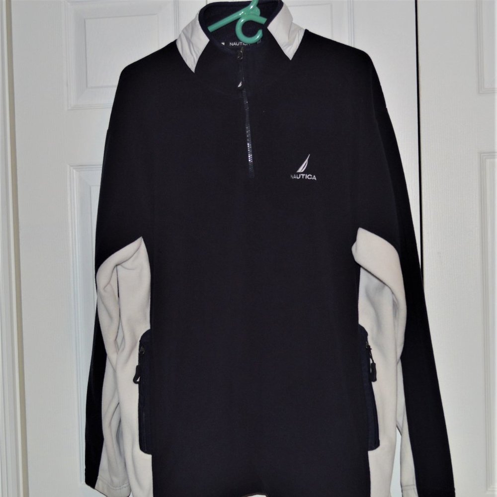 Nautica XL Blue/White Fleece Shirt 1/4 Zipper